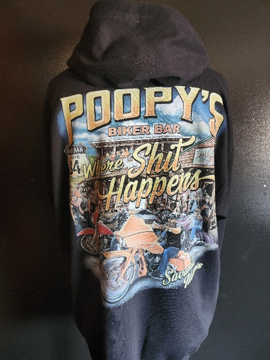 HOODIE-WHERE SHIT HAPPENS-BLACK-ZIP-UP