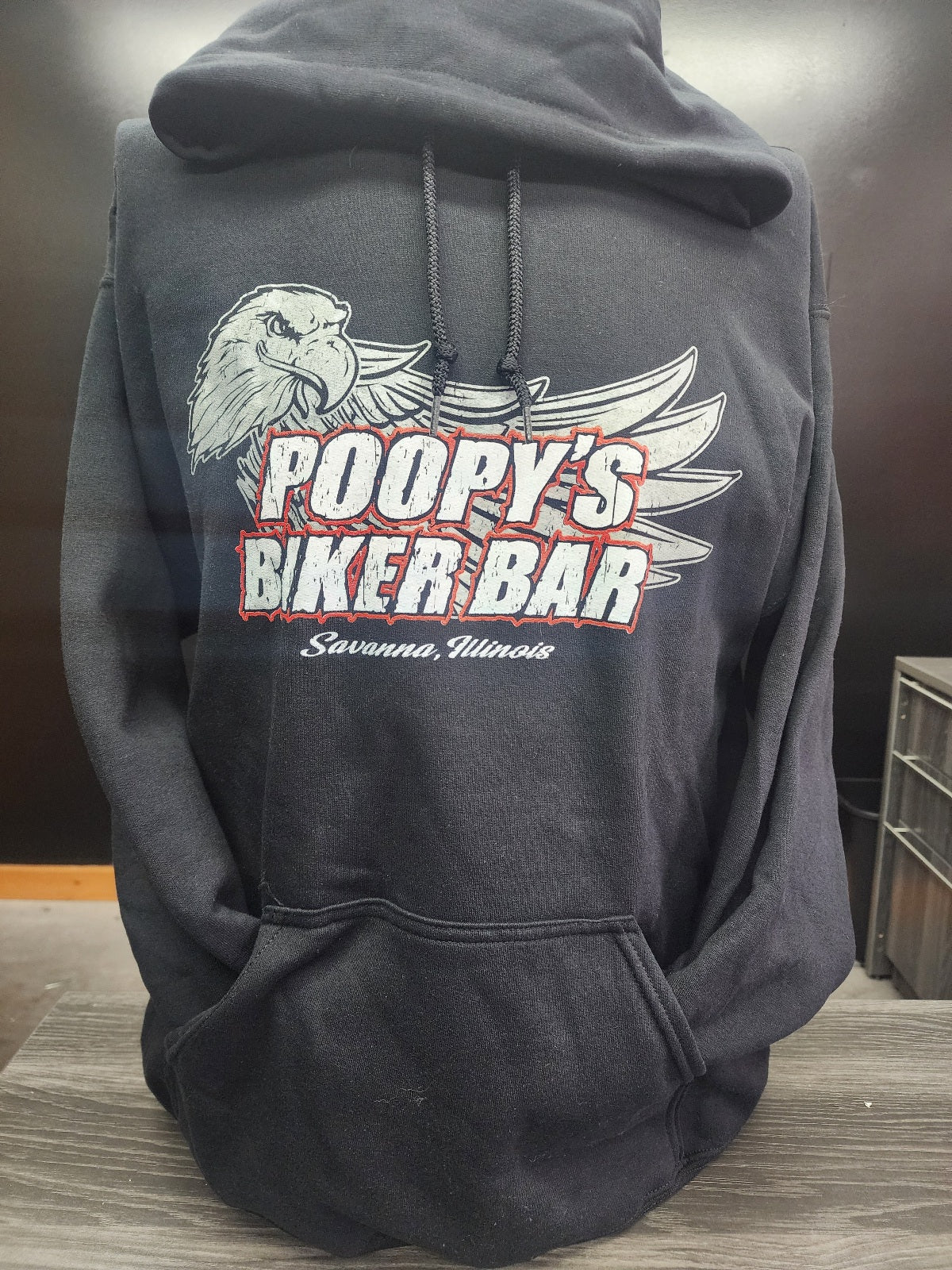 HOODIE-EAGLE BIKER BAR-BLACK