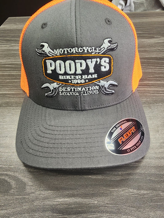 HAT-TRUCKER FLEX FIT CHARCOAL&NEON ORANGE-OS