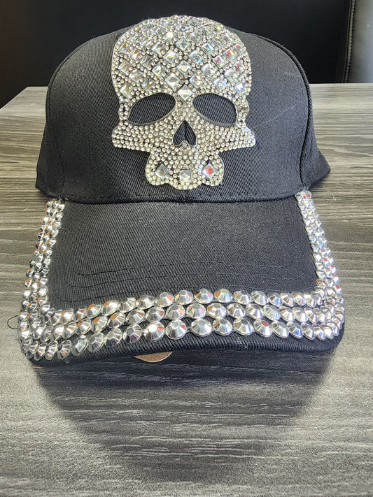 HT515B-BLING SKULL PATCH BLACK