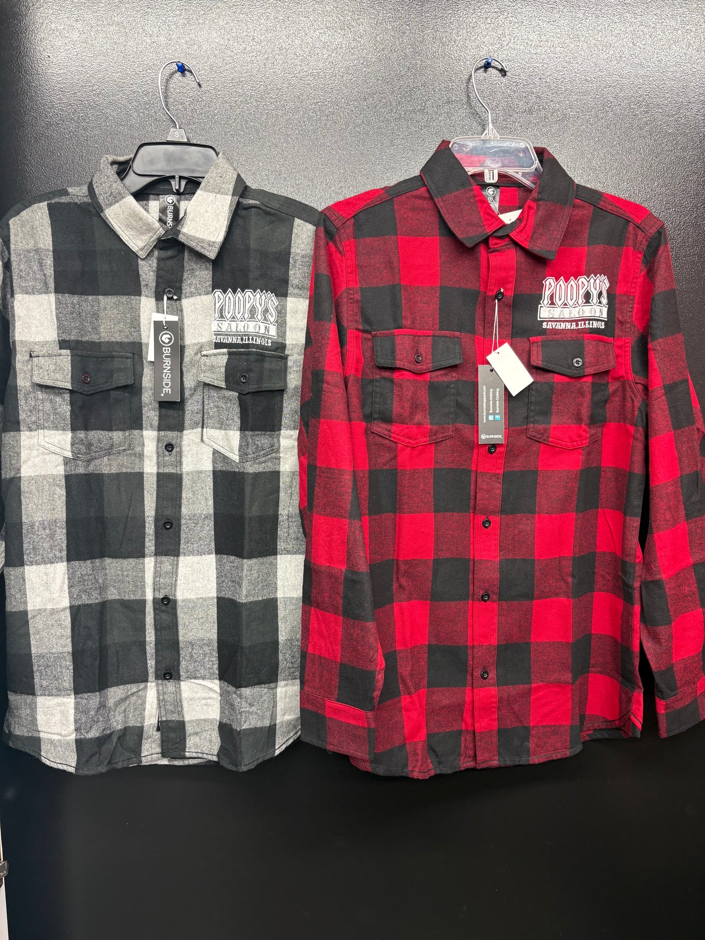 LONG SLEEVE-POOPYS-PLAID BUTTON UP FLANNEL