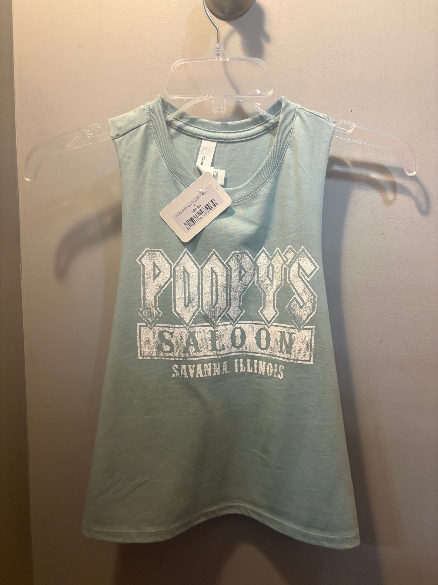 LADIES-CROPPED TANK-DUSTY BLUE
