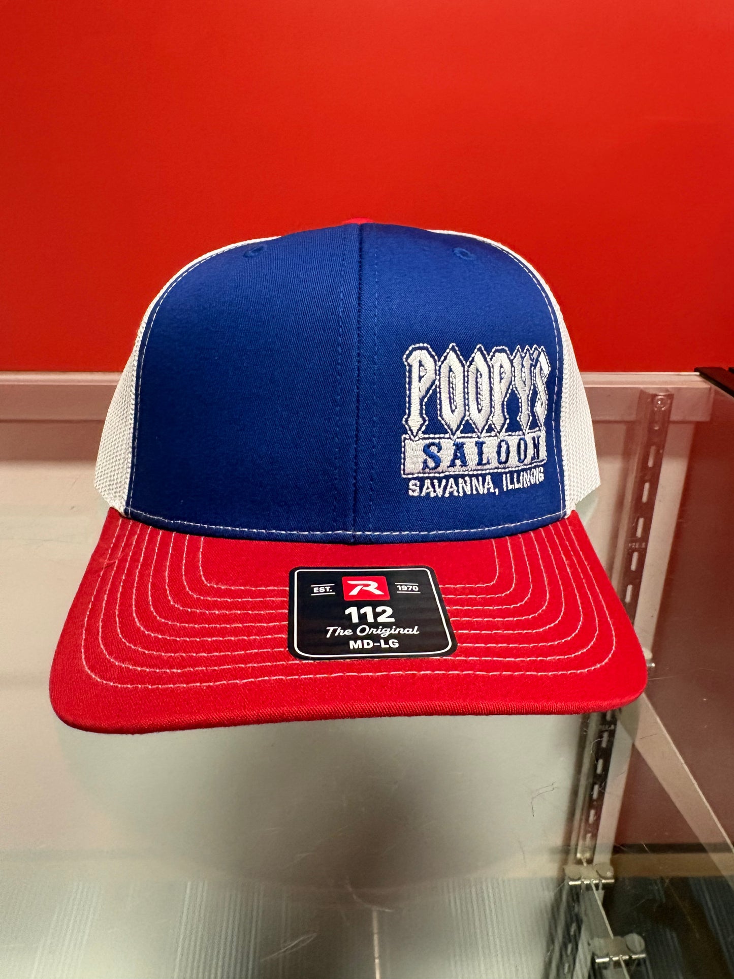 HAT-POOPY'S SALOON-RED,WHITE AND BLUE