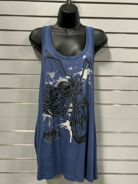 CLEARANCE-BIKER SPLAT TANK-BLUE