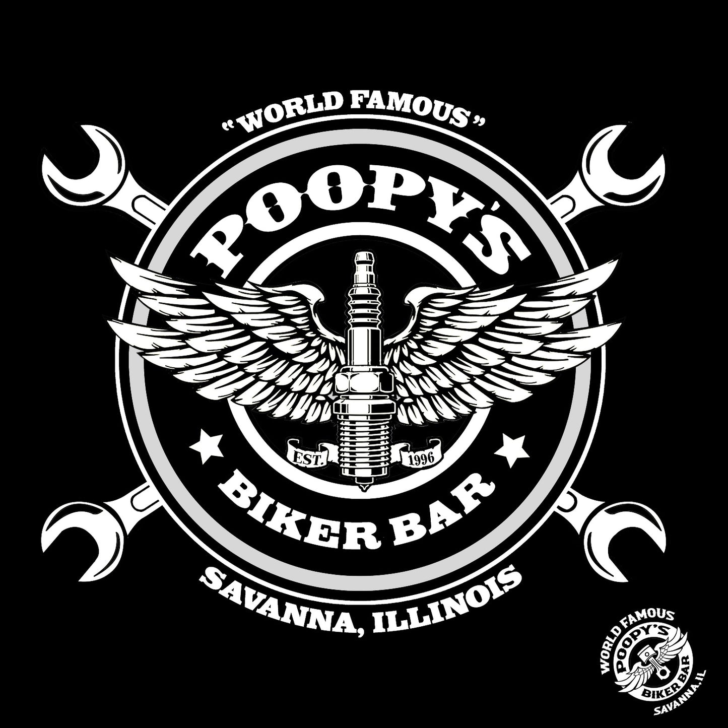 POOPYS-WINGED PLUG BANDANA-BLACK