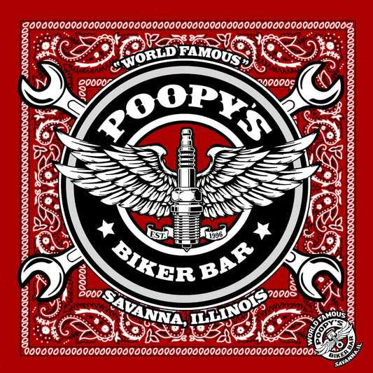 POOPYS-WINGED PLUG BANDANA-RED